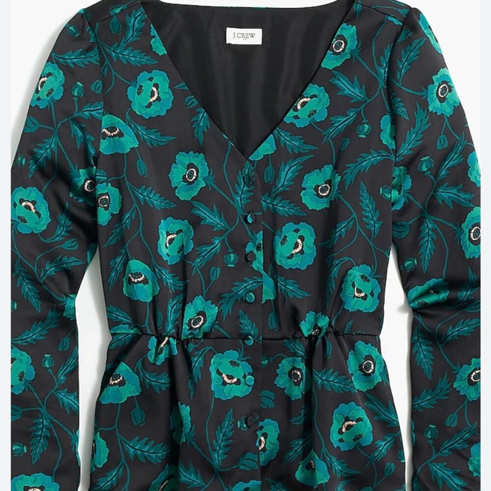 J. Crew • Button Front Peplum Blouse • 10